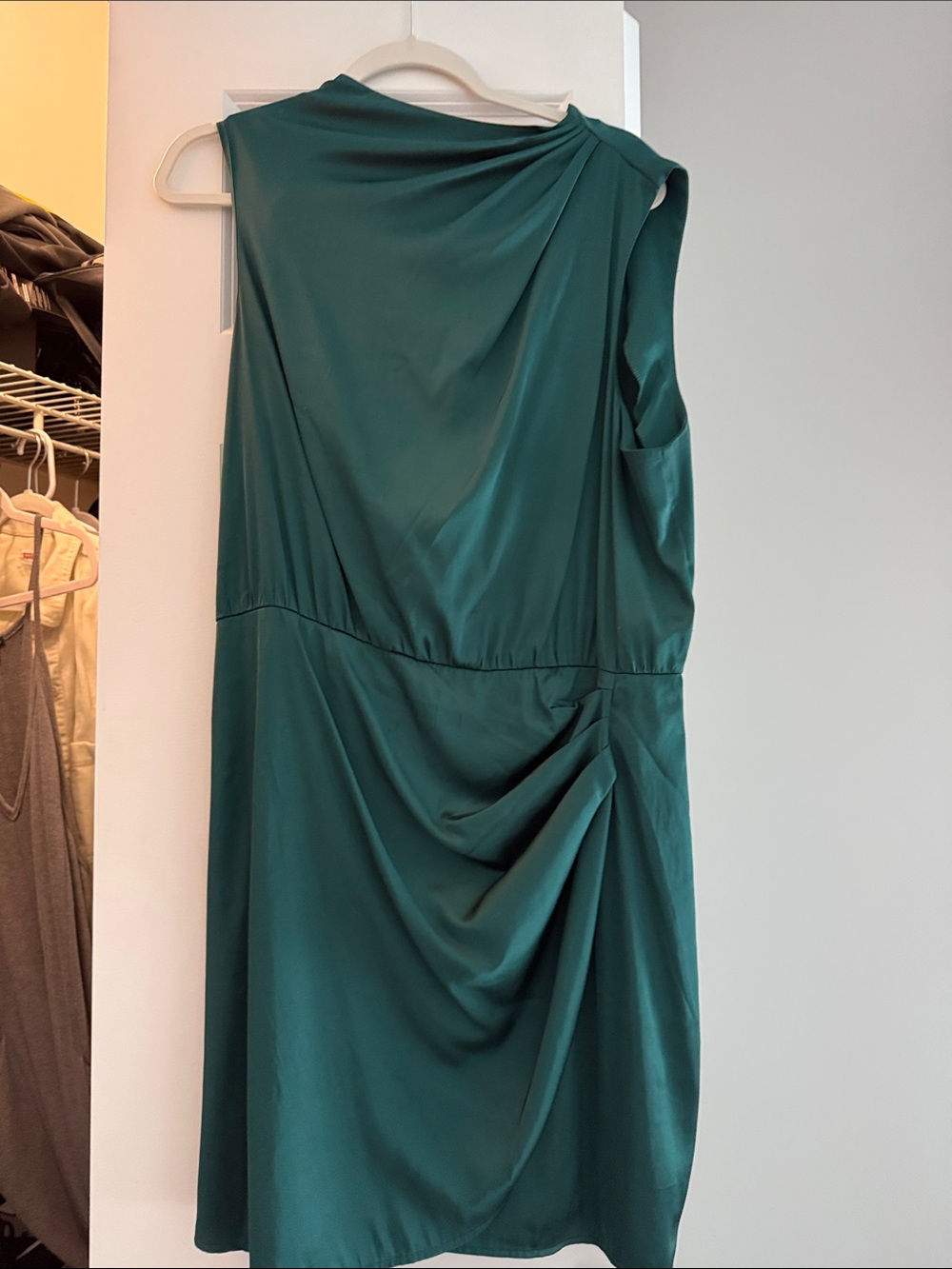Abercrombie & Fitch One-Shoulder Teal Green Draped Dress